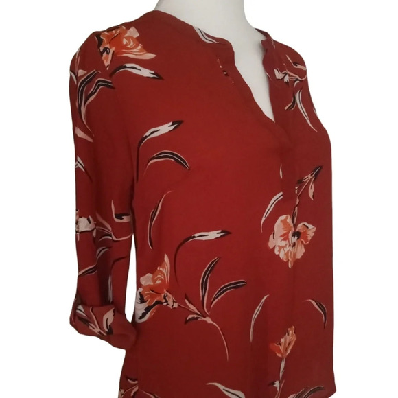 Anthropologie‎ Daniel Rainn Koda Split Neck Floral Boho Blouse Size  Petite XS - Picture 4 of 6